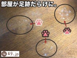 砂埃で部屋が足跡だらけに