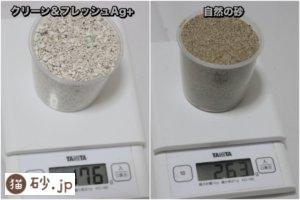 クリーン&フレッシュAG+の砂の重さ比較
